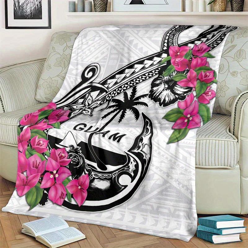 Cozy Guam Chamorro Tribe Blanket - Soft Polyester Throw with Polynesian Pattern for Sofa Bedroom Living Room Decor 130x150cm