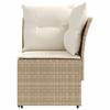 Garden Armchair Sofa with Corner Sofa 2 Pieces Beige and Cream PE Rattan