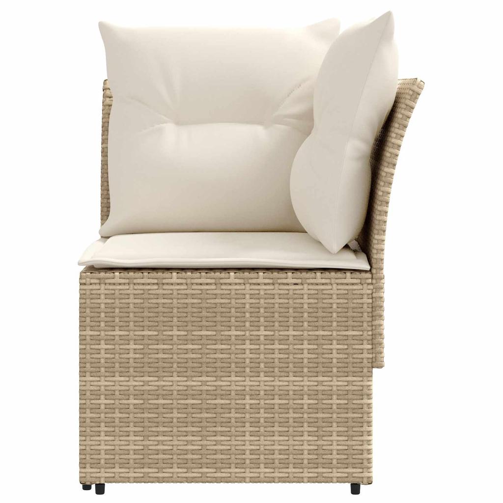 Garden Armchair Sofa with Corner Sofa 2 Pieces Beige and Cream PE Rattan