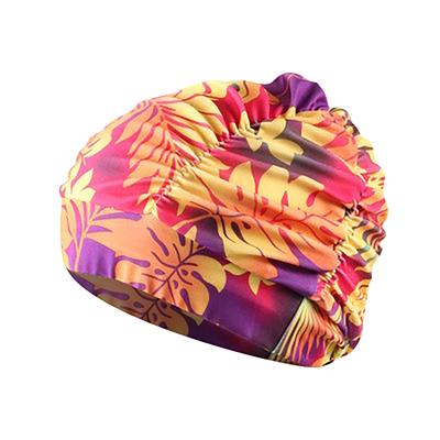 Women's Fashion Pleated Comfortable Large Size Spa Long Hair Swimming Ear Protection Swim Cap