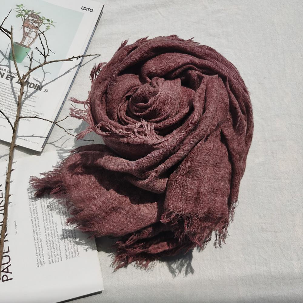 Wool scarf women's autumn and winter three-layer weaving thickened zen retro shawl men's scarf