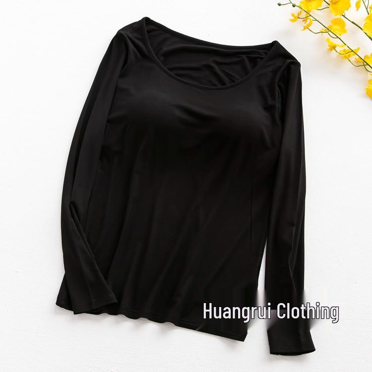 

Модальная футболка с длинным рукавом и чашками без косточек и нагрудными вкладышами - Женская осенняя домашняя одежда S