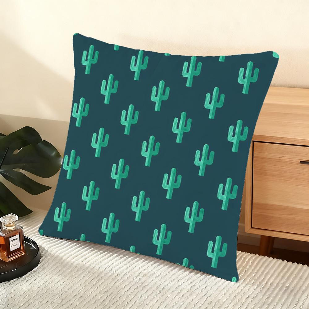Cactus Pattern Cushion Cover Soft Short Plush Pillow Cover Smooth Cozy Texture Aesthetic Cushion Case Home Decor