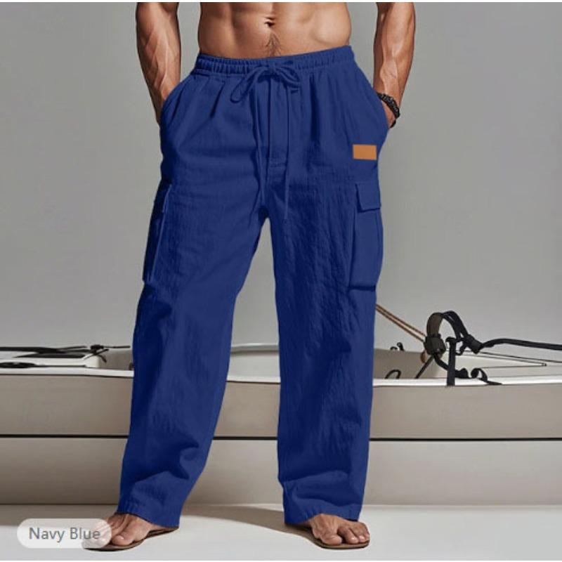 Men's Multi-Pocket Loose-Fit Wide-Leg Cargo Pants.