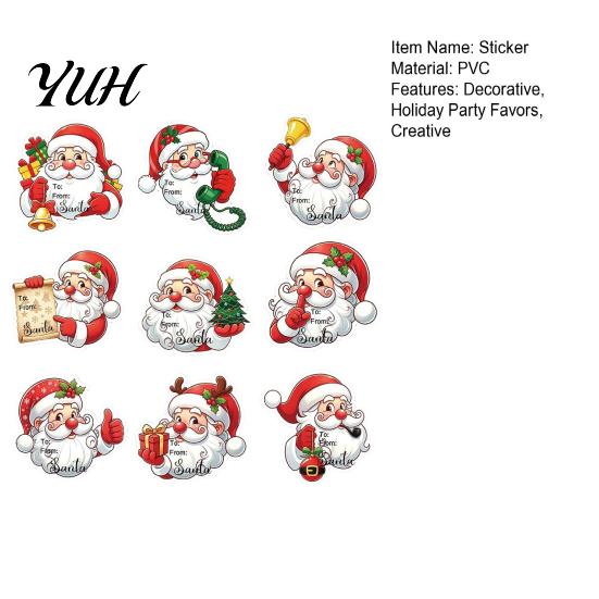 Decorative Labels for Greeting Cards 45Pcs Christmas Santa Sticker Set, Cartoon DIY Handwrite Label Decals Gift Tags, Stickers Party Favor Craft