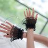 Elegant Organza Wrist Cuffs Covers With Lace Trim Flower Wrist Sleeves For Photography Decorative Arm Sleeves Handwear