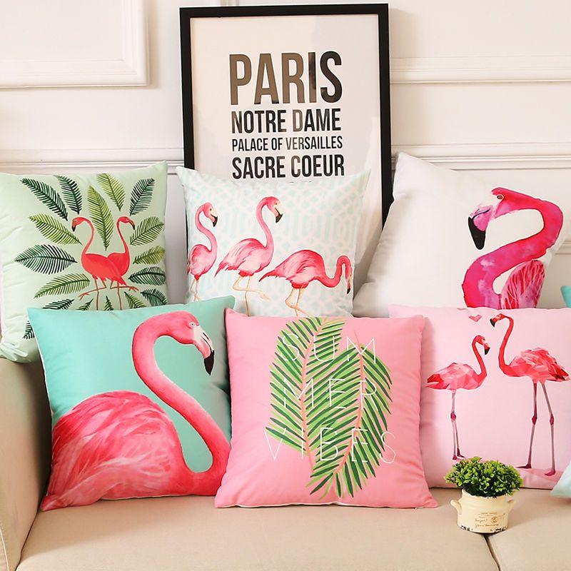 Versatile Flamingo Throw Pillow Case For Sofa Chairs With Premium Cotton Linen