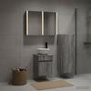 Bathroom Furniture Set 4 pcs Grey Sonoma Engineered Wood and Glass