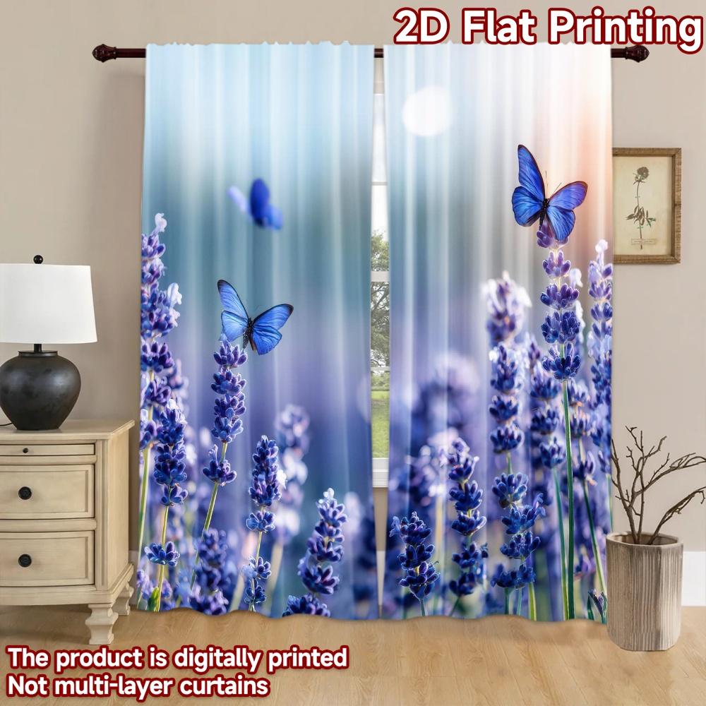 2D flat Photography Backdrop Popular Tapestry Butterflies Among Lavender 100% Polyester Festive Backdrops for Suitable for