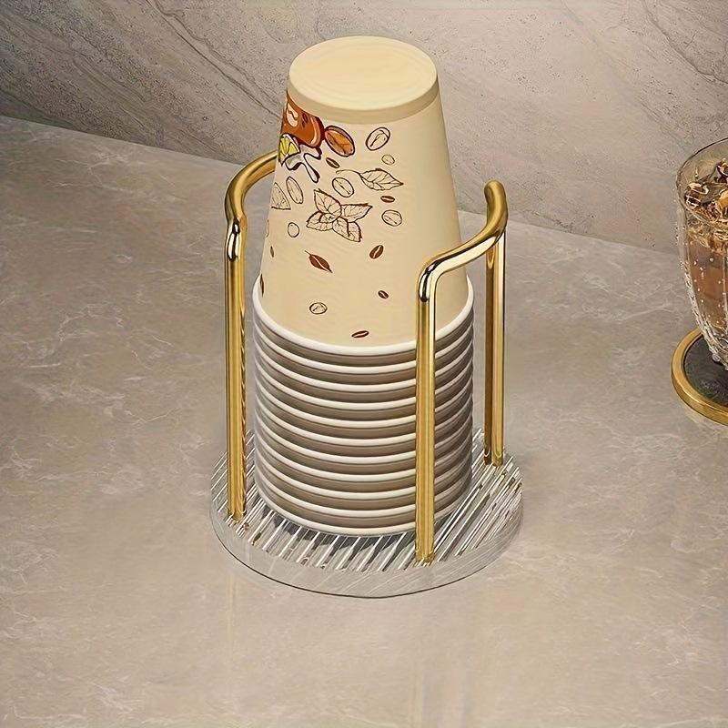 Luxury Disposable Cup Storage Holder Water Tea Cups Dispenser Rack Shelf With Longer Stick Mug Display Stand Home Organizer
