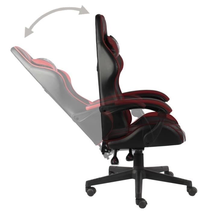 Fauteuil de jeux vidéo - vidaXL - Noir et rouge bordeaux - Similicuir - Hauteur réglable - 360° pivotant