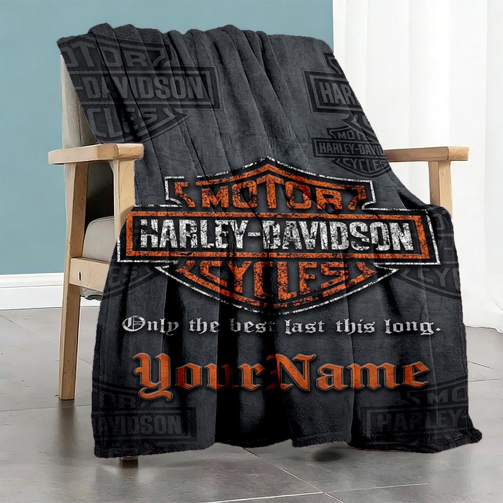 Harley-davidson Motorcycles Personalized Text Blanket Multi-purpose Personalized Blanket Warmthful Decor Suitable for Bed Picnics Home Decor Sofa