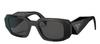 Prada PR 17WS 1AB5S0 Black Plastic Rectangular Sunglasses, Gray Lenses, Black, 49-20-145, Black/White, 49-20-145