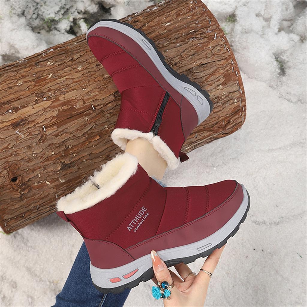 Women's Fashion Side Zipper -Lined Winter Boots for Cold