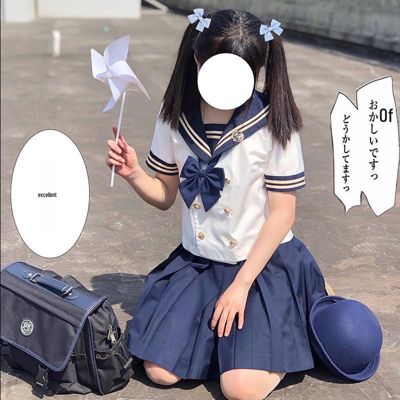 

Оригінальний двобортний костюм JK: Базова довга спідниця в моряцькому стилі, натхненна студентським стилем, для весни та осені L