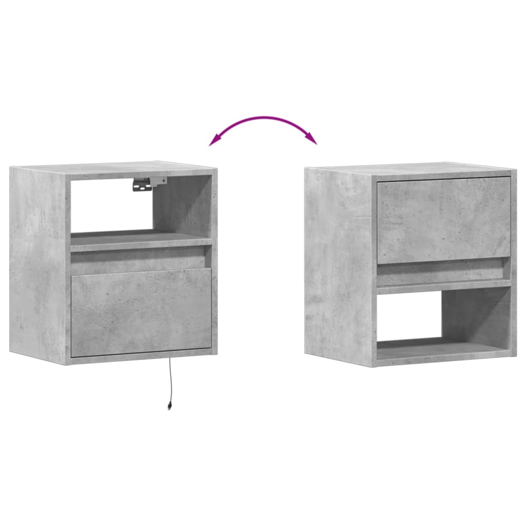 TV Wall Cabinets with LED Lighting 2 pcs Concrete Grey 41 x 31 x 45 cm