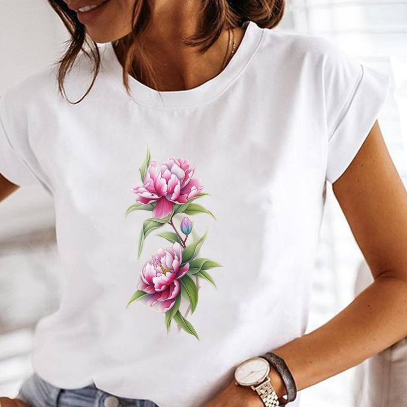(Asian Size)  Tee Top Short Sleeve T Shirt cartoon butterfly style Women Clothing Casual Fashion Print Lady Female Graphic T-shirts