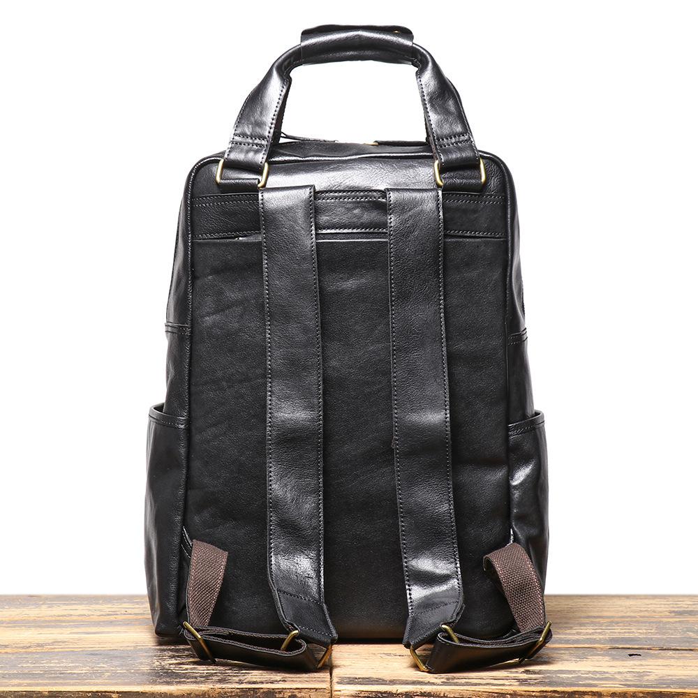 Herren Leder Multifunktionsrucksack Rindsleder Outdoor Reise Bergsteigen Großer Rücken 16 Zoll Computertasche
