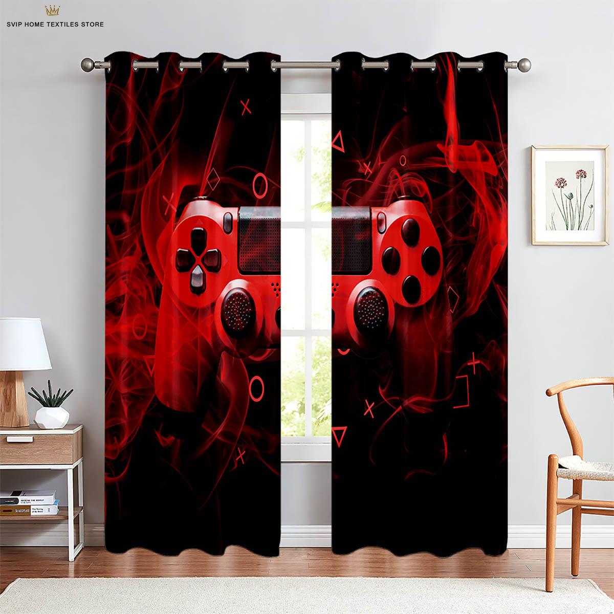 

E-Sports Roomcurtains Cool Game Handle 3D Print Printcurtains Ideal For Bedroom Space Living Space Kitchen Area Game Roomcurtains W50X130H(CM)X2PCS&Grommet Top