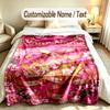 Floral Garden Theme Soft Blanket Personalized Custom Name Text Print Warm Blanket Home Sofa Bedroom Decor