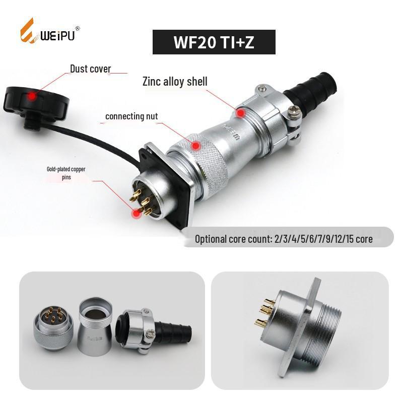 Weipu WF20 Waterproof Aviation Connector, 15-Pin.