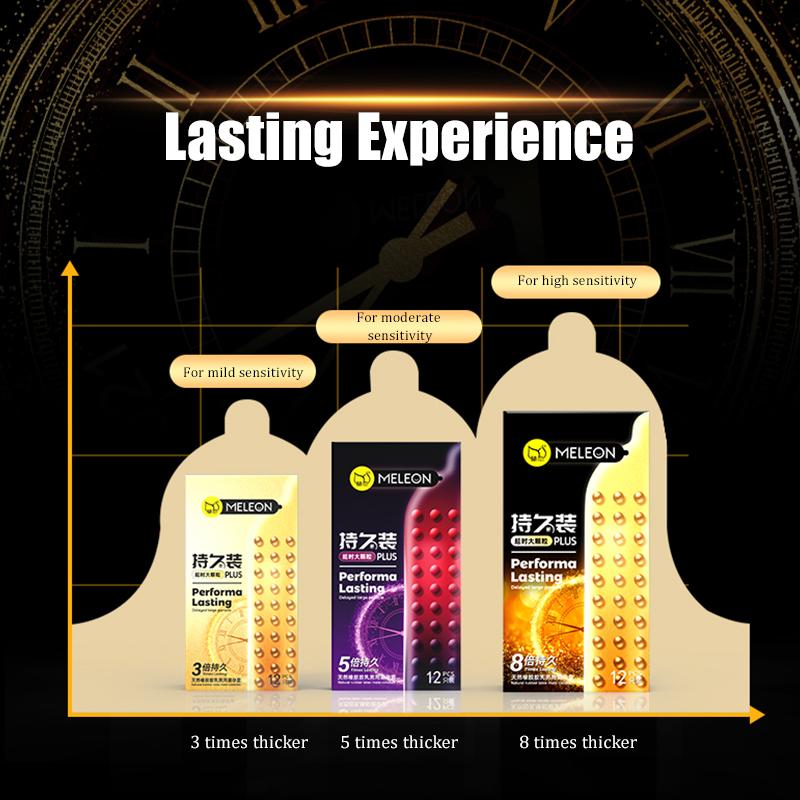MELEON 12PCS Big Dots Lasting Plus Condom Adult Sex Toys Delayed Ejaculation Penis Sleeves Condoms Contraception 52mm