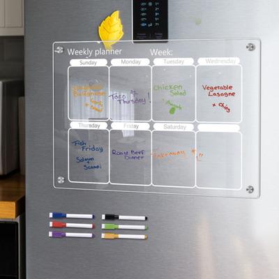 Magnetic Weekly Planner Board with 6 Colored Markers Reusable Clear Acrylic Refrigerator Calendar Dry Erase Weekly Schedule Planning Board