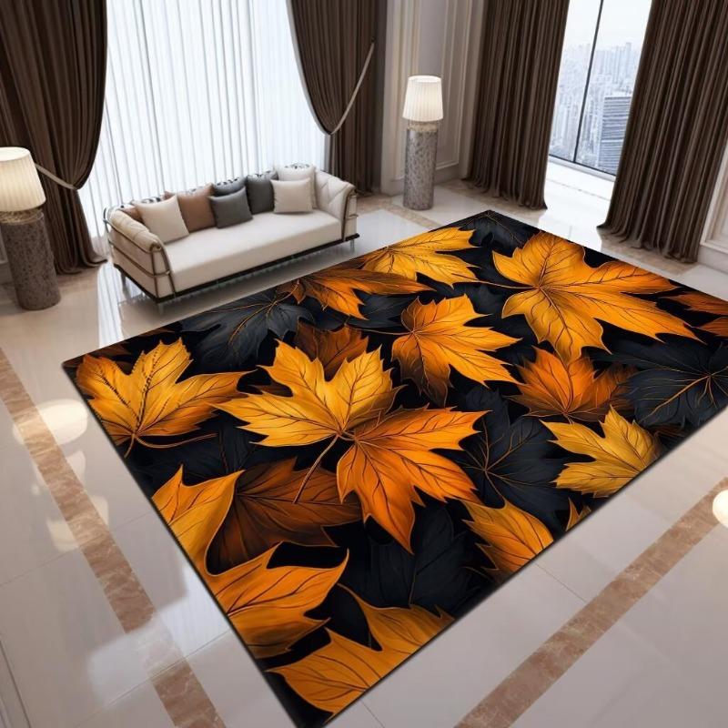 Luxury Ginkgo Biloba Printing Large Area Rug Non-Slip Wear-resistant Carpet for Living Room Bedroom Soft Floor Mat Home Decorate