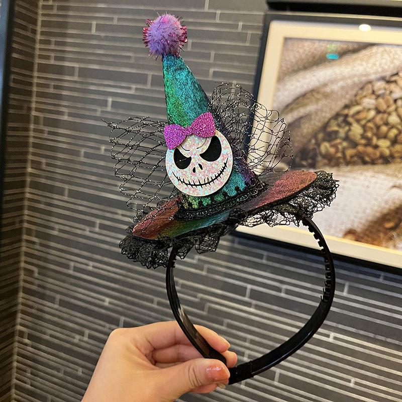 Cross-border Halloween Witch Hat Headband & Pumpkin Ghost Hair Clip for Children