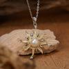 Schmuck Ohrringe S925 Sterlingsilber Naturperlen Halskette Damen Persönlichkeit Mode Sonnenblumen Anhänger