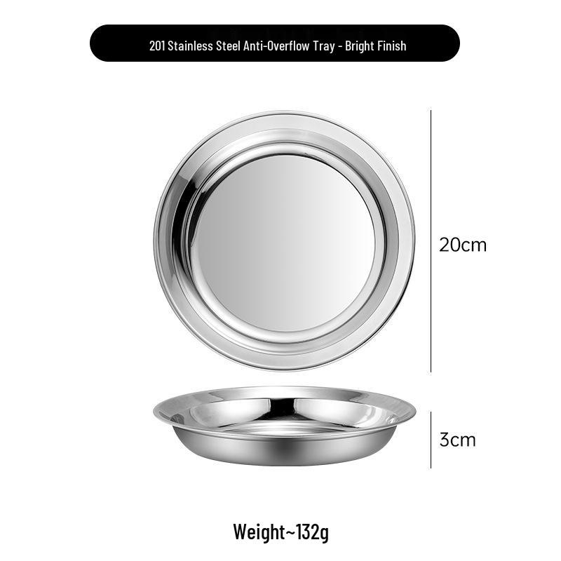 Xuanbo 304 Stainless Steel Anti-overflow Flat-bottom Round Steaming and Prep Plate