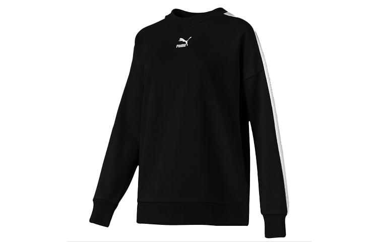PUMA Sweatshirts Women s Black Crew Neck Moderate Regular 595932-01 M