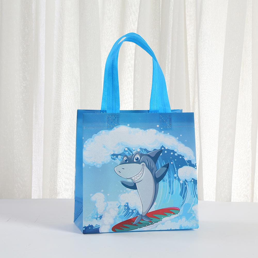 12/30pcs cartoon shark reusable tote bags kids beach party gift bags birthday favors bags eco non woven shopping bags blue