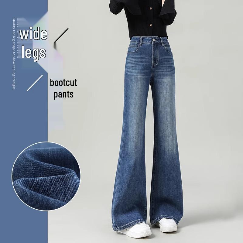 

2025 High-Waisted Micro-Flared Women s Jeans: Slimming, Non-Clingy, Wide-Leg for Spring 27 (96-105 jin)