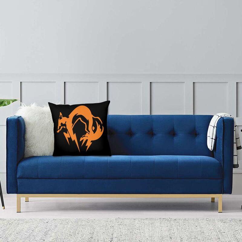 Metal Gear Solid Fox Logo Dekokissenbezug 40*40cm für Sofa Videospiel Kissenbezug Quadratischer Kissenbezug Doppelseitiger Druck