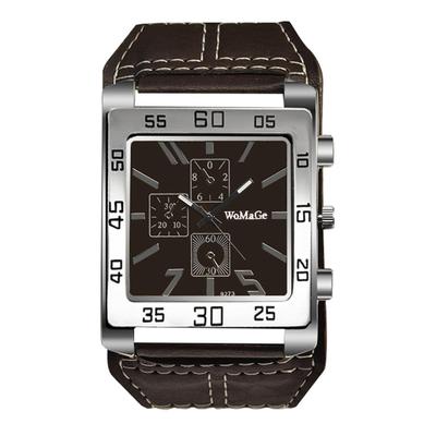 Square Analog Waterproof Leather Belt Quartz Watch Rock Punk Fashion Watch Brown Birthday Christmas Day Gift for Boyfriend Men's Watch - Valentine's