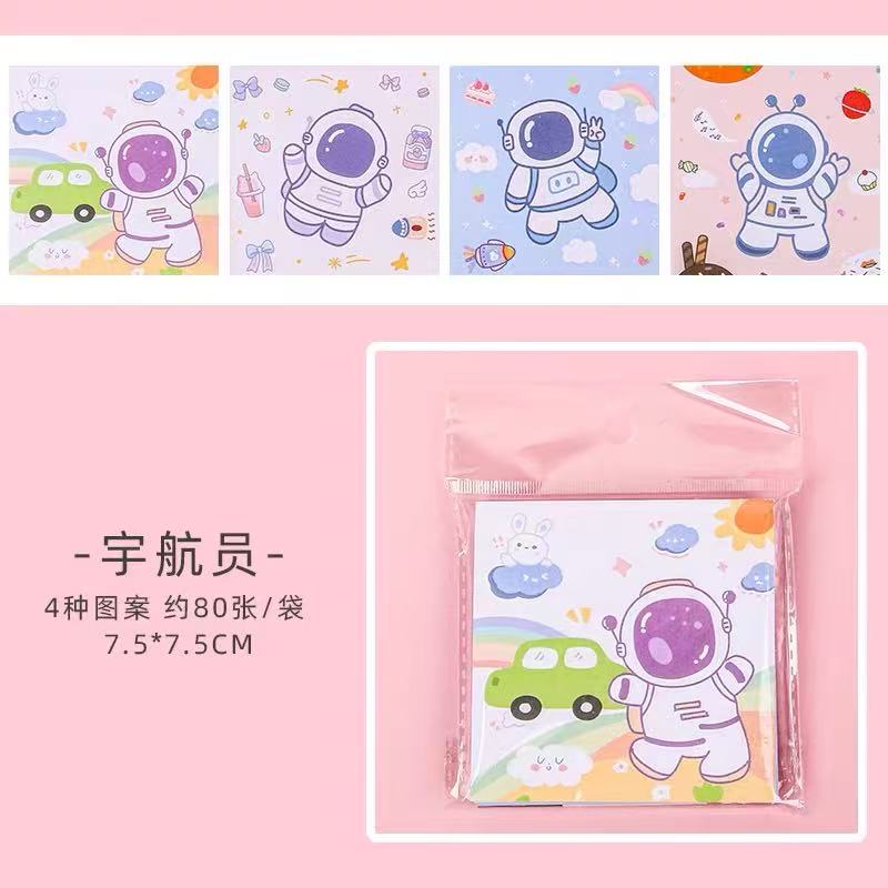 Office School Supplies High Looking and Cute Astronaut Series Stickers Student Notebook Message Kawai Stationery Memo Pad