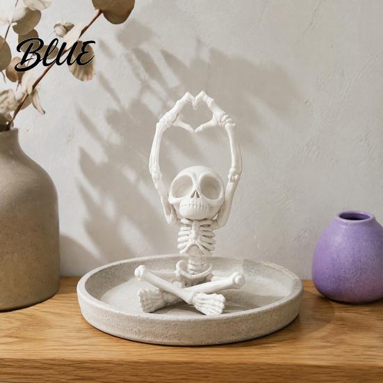 Romantic Skeleton Figurine Heart-Matching Skull Ornament 3D Printed Statue Gothic Creative Shelf Decorations Compact Size Sculpture for Home