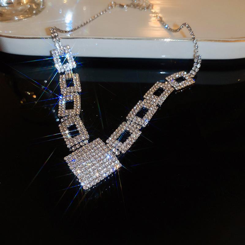 Elegant Full Diamond Tassel Necklace & Sweater Chain Set - Luxurious Cold Style Jewelry