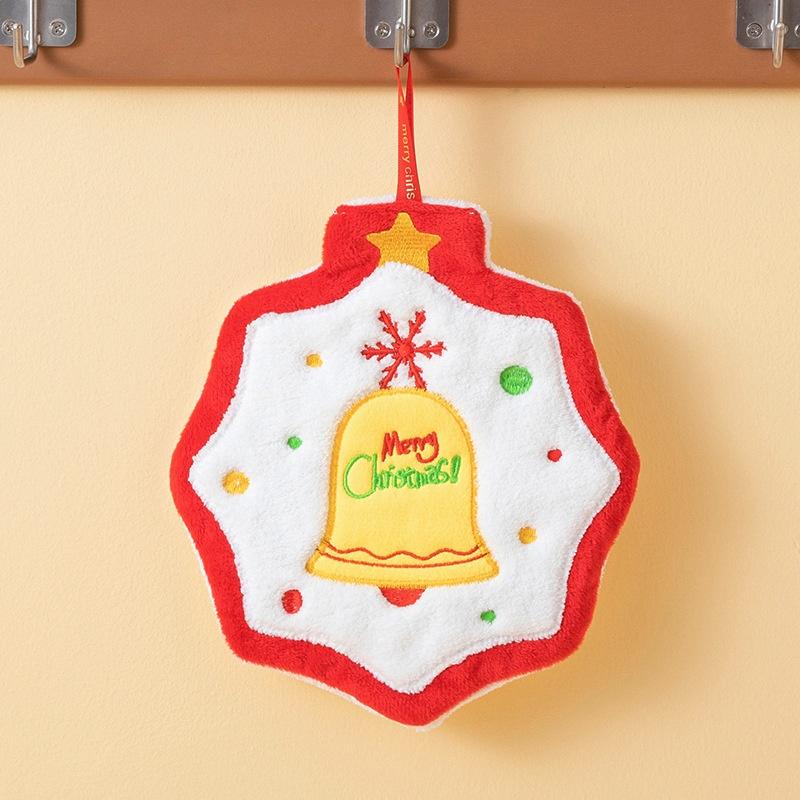 Coral Velvet Christmas Santa Claus Hand Towels Kitchen Absorbent Quick Drying Rag Cartoon Hand Towel