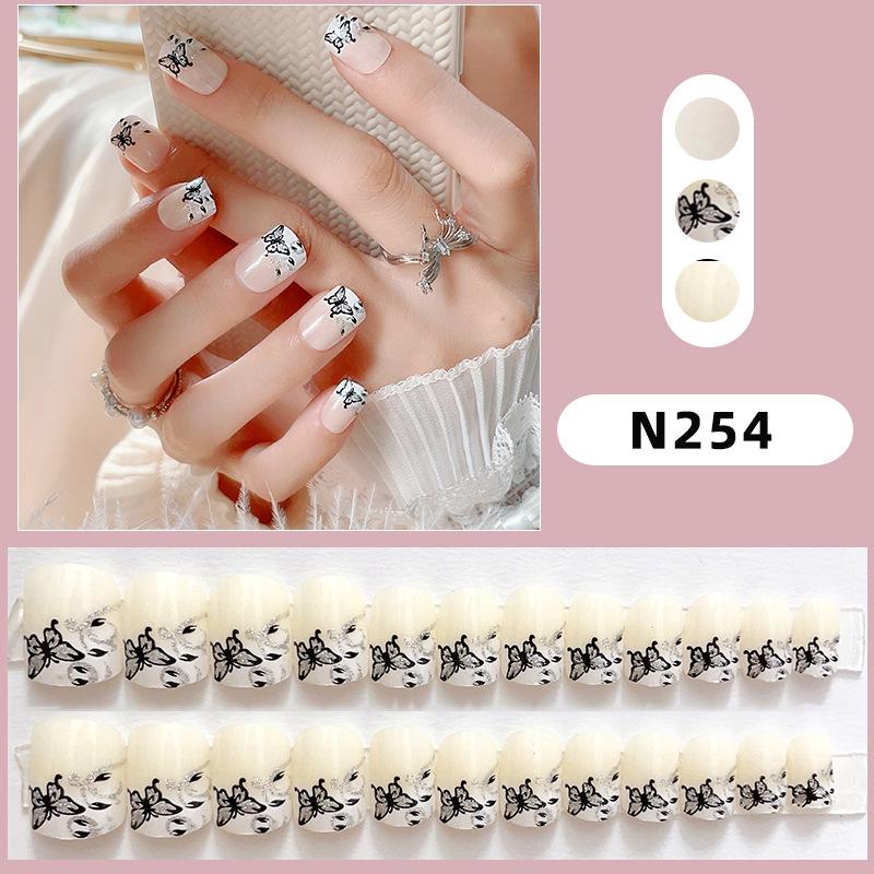 

European & American Butterfly Ink Painting Detachable Square False Nails