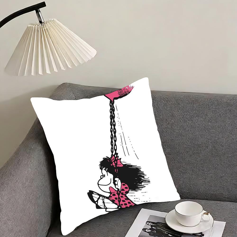 

Cute MMafaldas Cartoon Cushion Cover Pillowcase Ultra Soft Skin Friendly Fabric Cloud Like Comfort Concealed Zipper 30x30cm