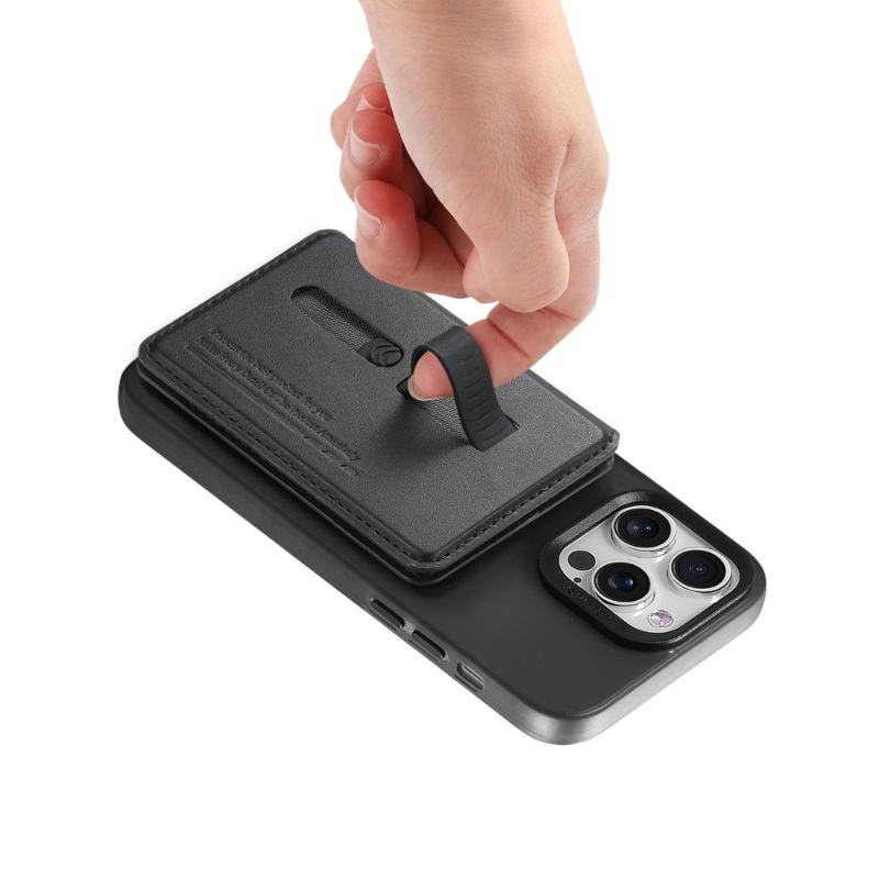 Adjustable Viewing Angle Phone Stand Card Storage Foldable Design Magnetic Backing PU Leather Construction