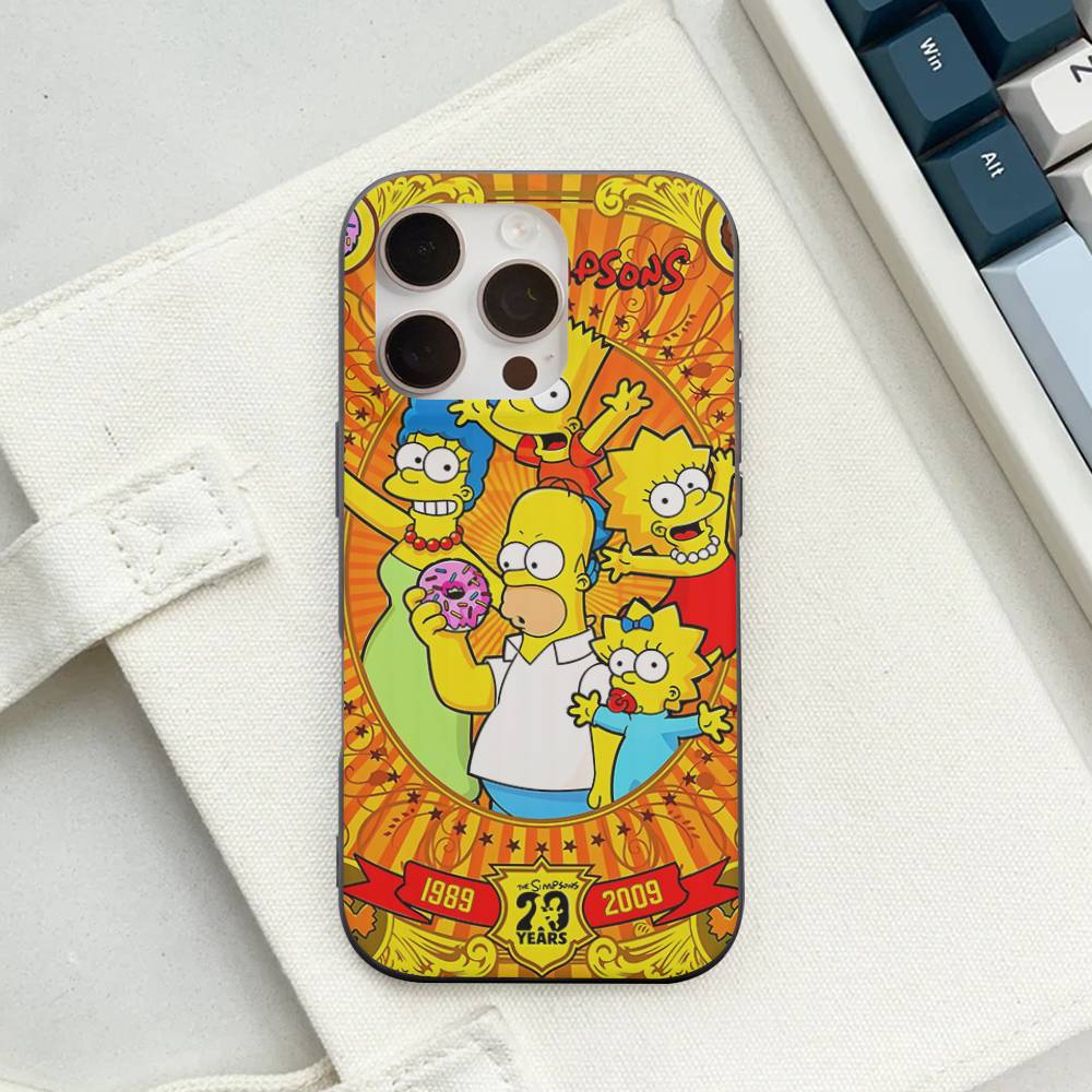 Funny Cartoon S-Simpsons For IPhone 16 15 14 13 12 11 17 Pro Max Plus Wave Corrugated Phone Case Anti Drop Cover