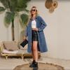 Womens Relaxed Fit Denim Shirt Dress With Single Breasted Vintage Chic Style Long Sleeve Mid-Length