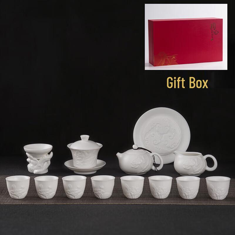 Mutton-Fat Jade Ceramic Tea Set