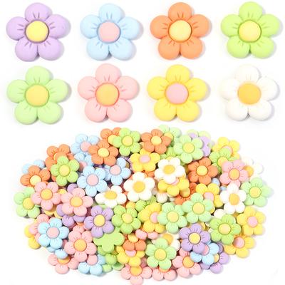 20pcs Flatback Resin Flowers Colorful Cute Flower Cabochon Scrapbooking For Home Decor DIY Crafts Clothing Hairpin Accessories