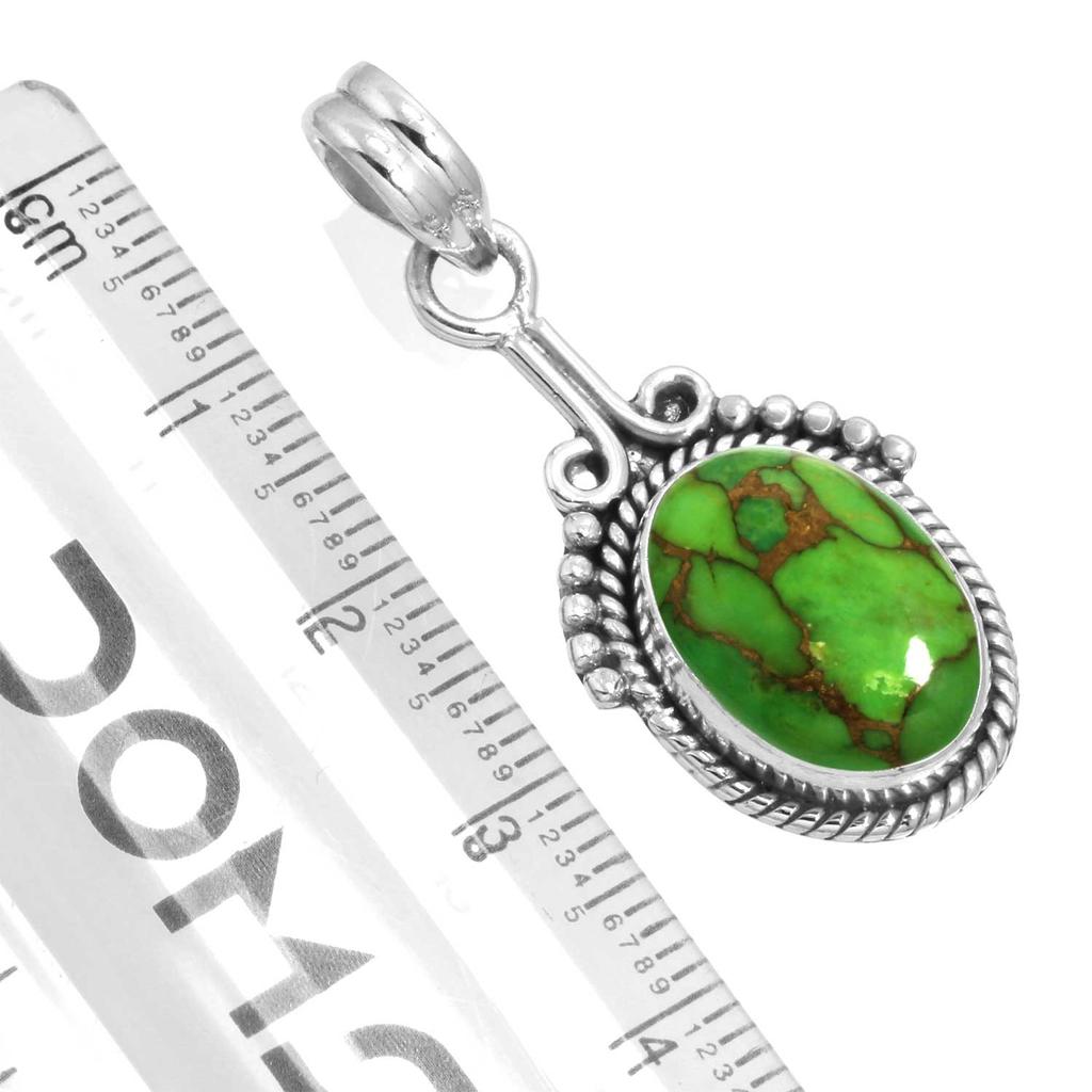 925 Sterling Silver Pendant Women Gemstone Handmade Jewelry Engagement Gift Blue Green Purple Copper Turquoise Pearl Lapis Mother Of Pearl Solitaire