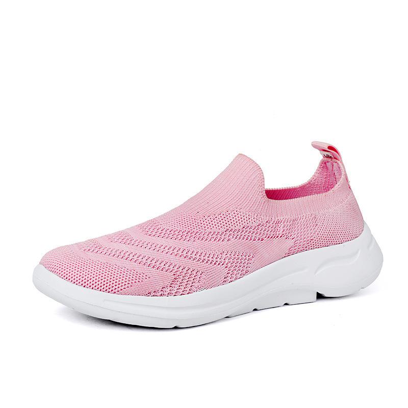 Spring Large Size Women'S Single Shoes Casual Single Shoes Overalls Sneakers Versatile Mesh Breathable Fly-Woven Shoes