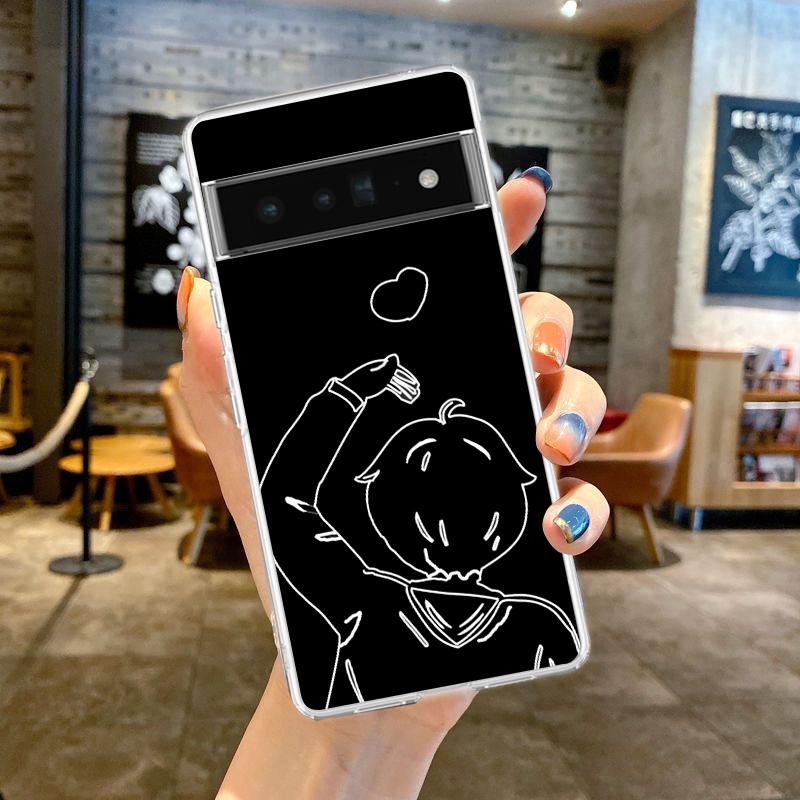 Couple Cartoon Aesth sun moon Phone Case For Google Pixel 9 8 7 6 Pro XL 8A 7A 6A 5 4 5A 4A 3A XL 5G soft Clear TPU Cover